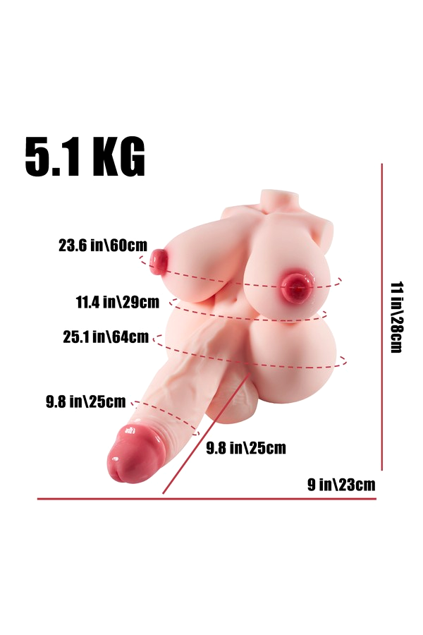 11.2 lbs/5.1kg Torso with Penetrable Penis and Tits TPE Sex Doll - Futa Lucy