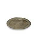 Antique pewter oval platter with raised rim, dark weathered finish
