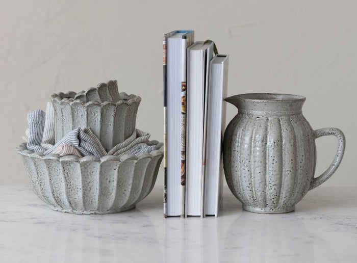 2.5 Quart Stoneware Fluted Pitcher