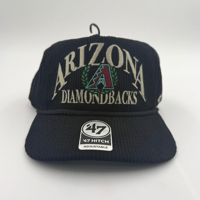 ‘47 Brand Arizona Diamondbacks adjustable hitch hat in navy with team logo and curved brim, one size fits all.