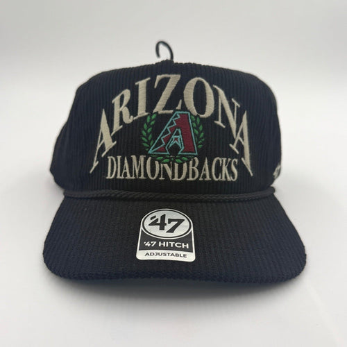 ‘47 Brand Arizona Diamondbacks adjustable hitch hat in navy with team logo and curved brim, one size fits all.