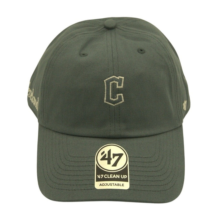 MLB 47 Brand Cleveland Guardians Clean Up adjustable hat in slate gray with team logo on front, casual sports cap.