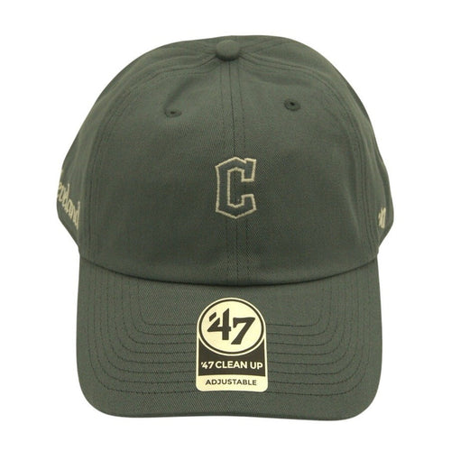 MLB 47 Brand Cleveland Guardians Clean Up adjustable hat in slate gray with team logo on front, casual sports cap.