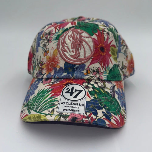 ‘47 Brand Dallas Mavericks women's floral adjustable NBA cap with a curved brim and vibrant floral design.