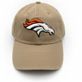 ‘47 Brand Denver Broncos tan and khaki adjustable hat with embroidered team logo and curved brim.