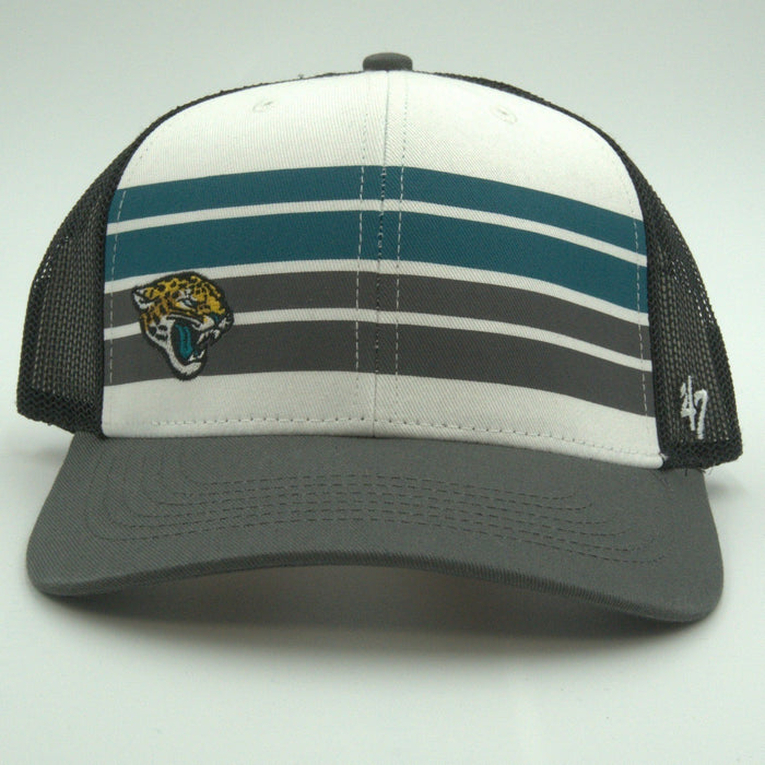 Youth NFL 47 Brand Jacksonville Jaguars snapback trucker hat with team logo and mesh back, new with tags.
