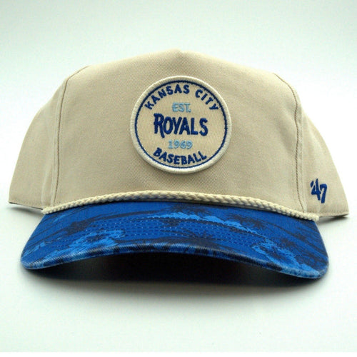 47 Brand Kansas City Royals Hitch Fiji rope snapback hat in cream and blue with adjustable fit and team logo detail.