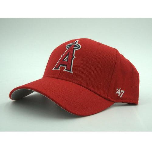 Red ‘47 Brand Los Angeles Angels Clean Up adjustable hat with team logo, OSFA fit, displayed on a plain background.