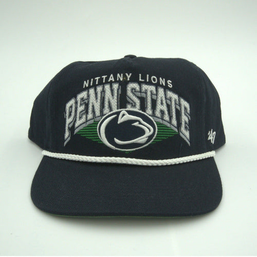 NCAA 47 Brand Penn State Nittany Lions adjustable rope hat with snapback closure, featuring team logo and navy blue color.