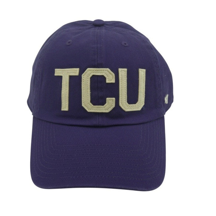 Purple 47 Brand TCU Horned Frogs adjustable hat with team logo, OSFA fit, and classic design, perfect for fans and casual wear.