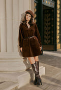 Petite Studio's Abby Corduroy Dress in Brown