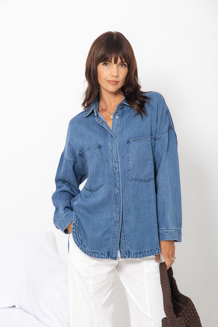 Addi Lyocell Denim Shirt - Mid Wash