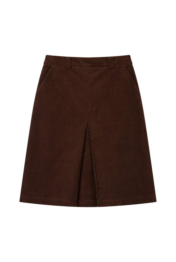 Petite Studio's Adriana Corduroy Skirt in Brown