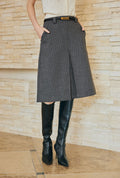 Petite Studio's Adriana Wool Skirt in Grey Striped