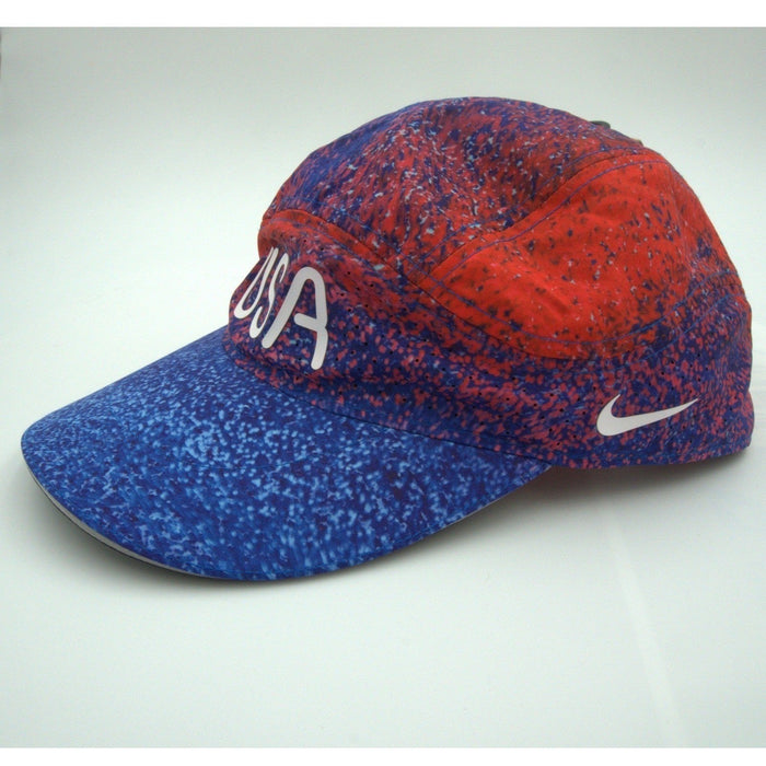 Nike adult unisex USA Tailwind cap in red, white, and blue, featuring a sporty hat design with a curved brim and adjustable strap.