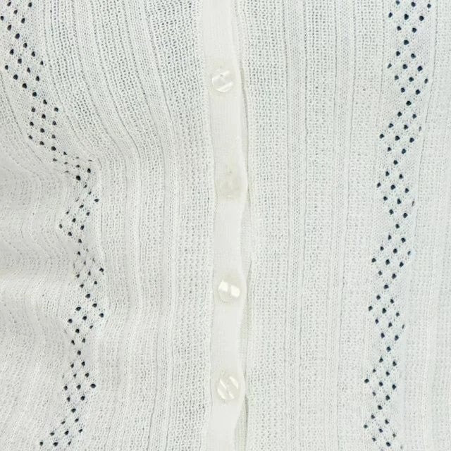 Aeropostale cropped scalloped sweatshirt with long sleeves and ribbed hem, featuring a soft knit fabric and scalloped edge design.