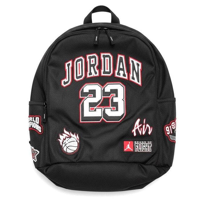Jordan Air Jordan Jumpman 23 Chicago Bulls large backpack with logo, adjustable straps, and multiple compartments.