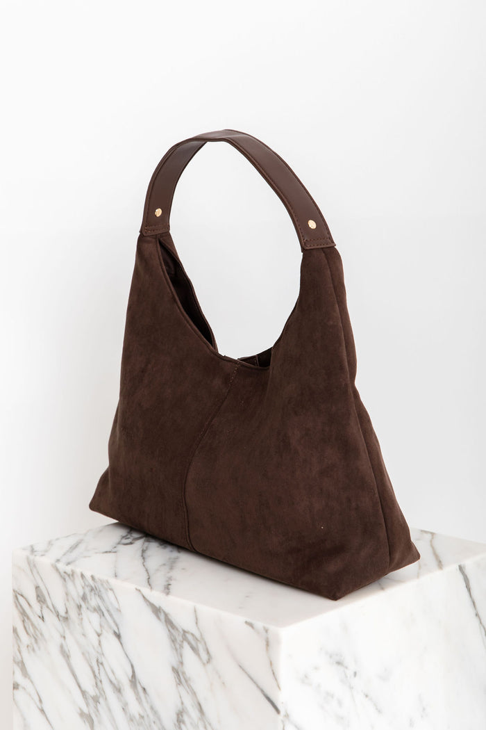 Alex Suede Tote Bag - Chocolate - The Self Styler