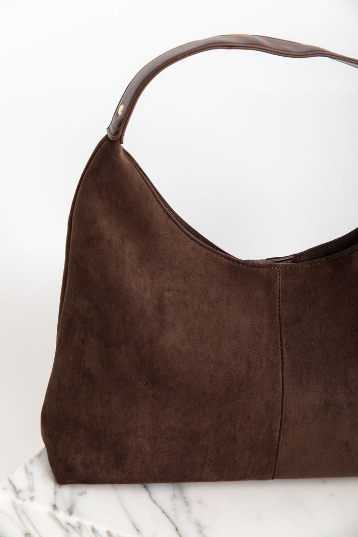 Alex Suede Tote Bag - Chocolate - The Self Styler