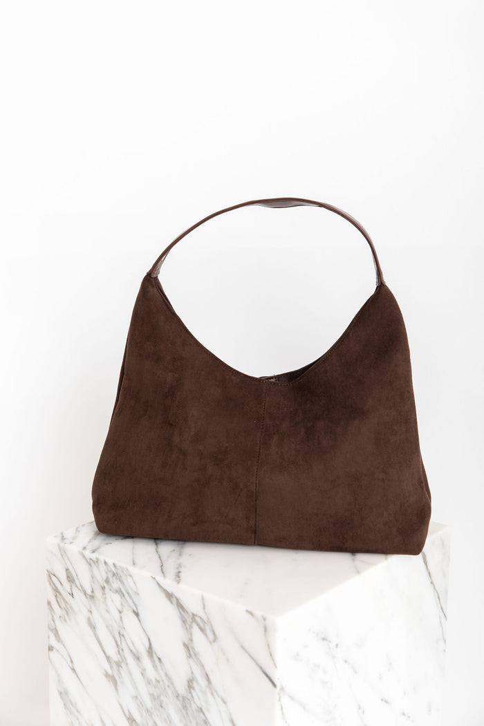 Alex Suede Tote Bag - Chocolate - The Self Styler