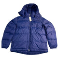 Men's Alpine Design 1962 insulated puffer jacket in space blue, featuring quilted design and front zipper closure.