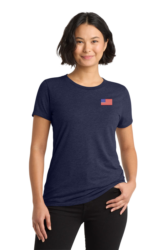 American Flag,  Women’s Tri-Blend T-shirt - Navy
