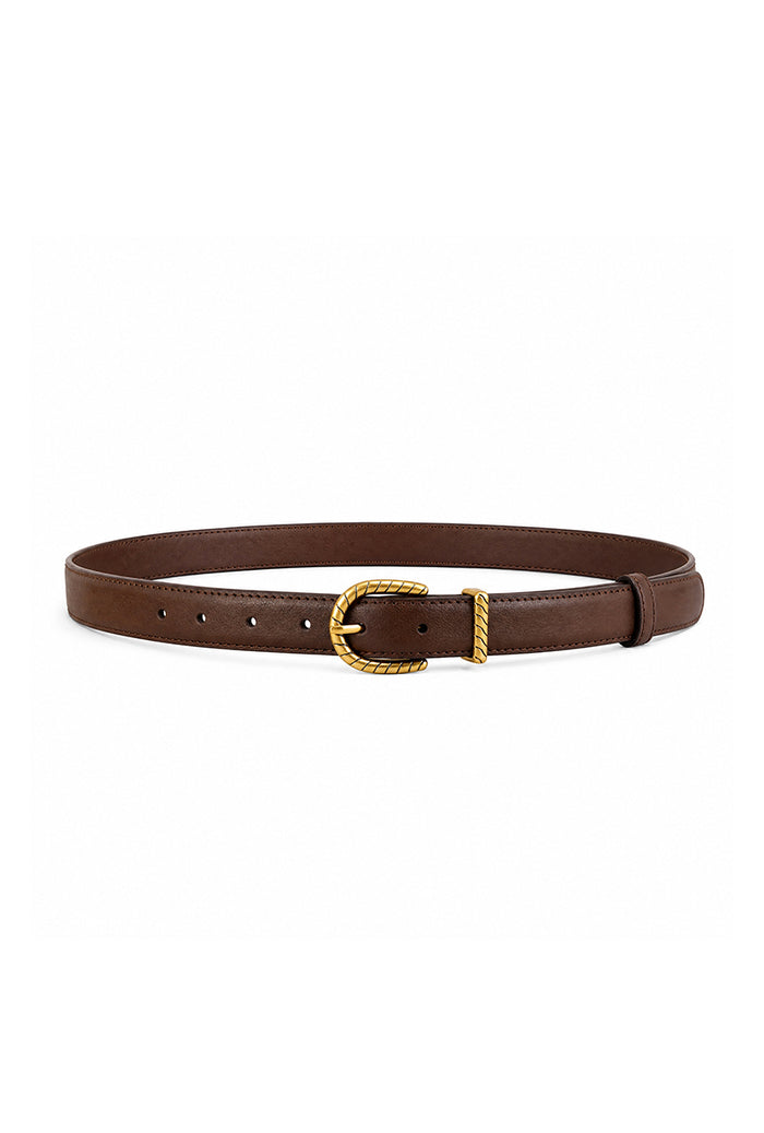 Petite Studio's Anselm Brown and Gold Leather Belt