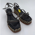 Antonio Melani Hazelle platform wedge espadrille sandals for women, size 9.5W, with woven jute heel and tan leather straps.
