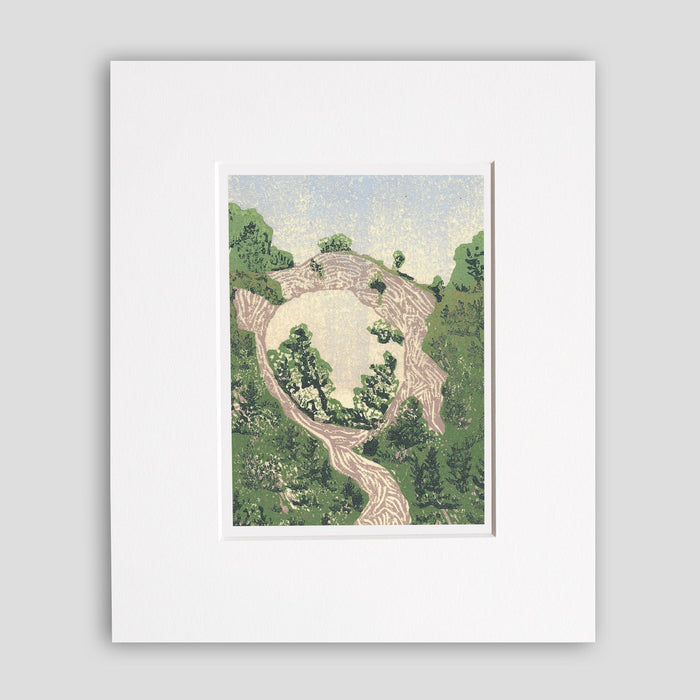 Arch Rock From Below #2 Original Block Print.  Mackinac Island art by Natalia Wohletz of Peninsula Prints.
