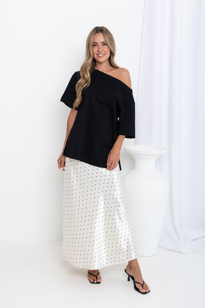 Arden Off-The-Shoulder Tee - Black - The Self Styler