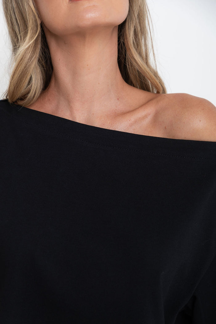 Arden Off-The-Shoulder Tee - Black - The Self Styler