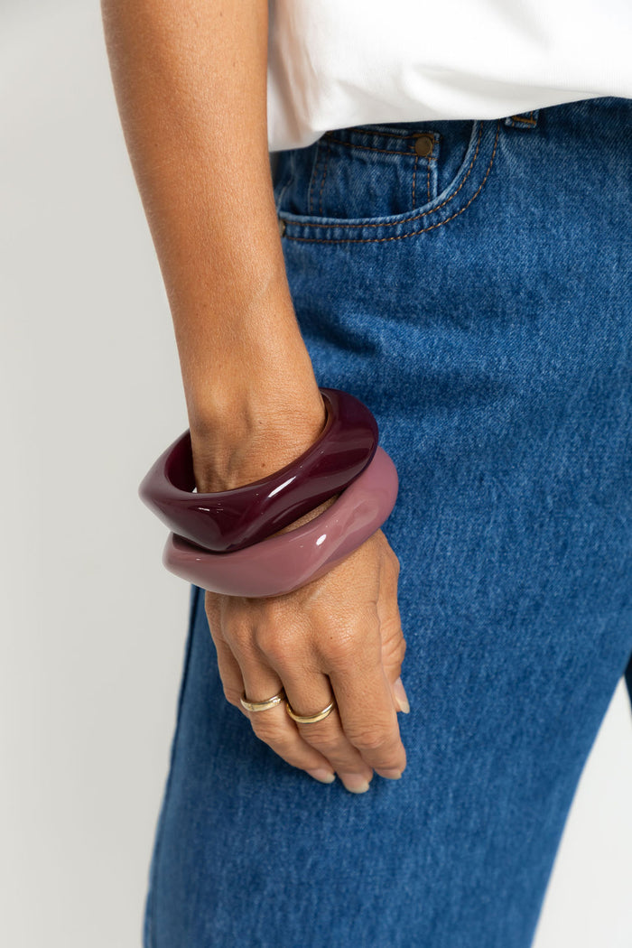 Aria Chunky Bangle - Dusty Pink - The Self Styler