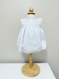 Aruca 'Pique' Romper White & Blue