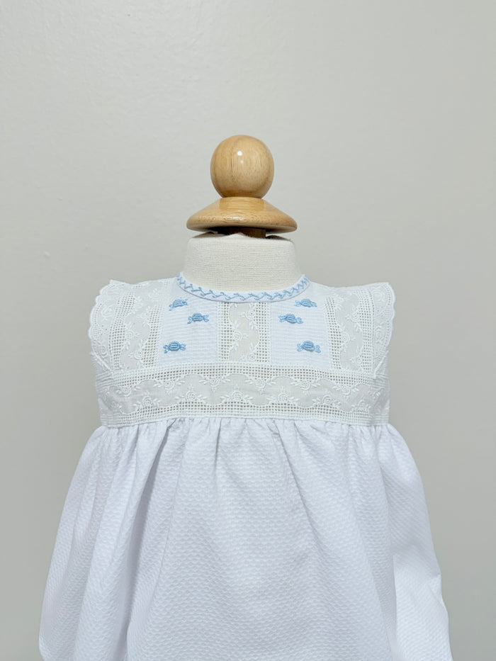 Aruca 'Pique' Romper White & Blue