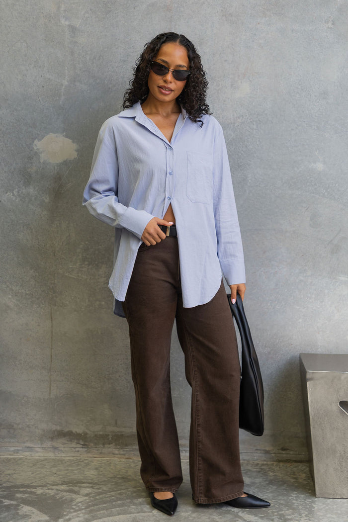 Aston Cotton Shirt - Chalk Blue