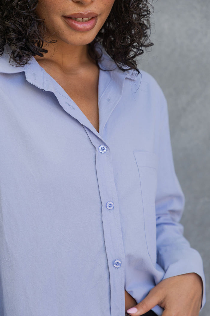 Aston Cotton Shirt - Chalk Blue