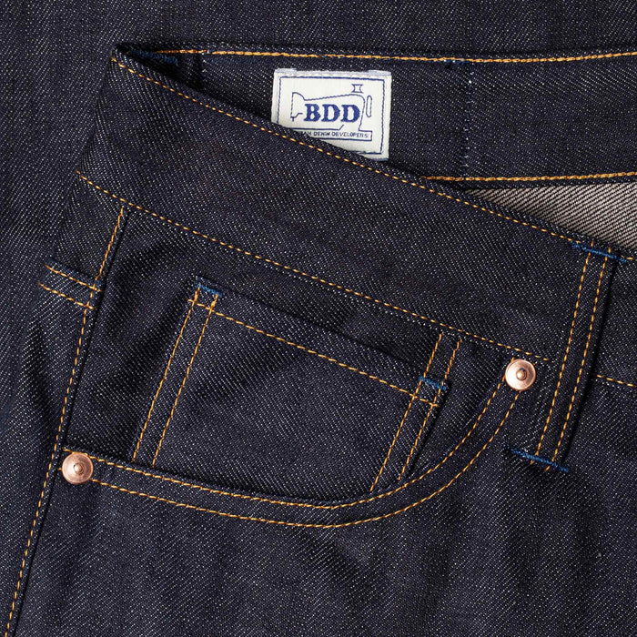 B-01 SLIM TAPERED 13 oz. brown cotton selvedge