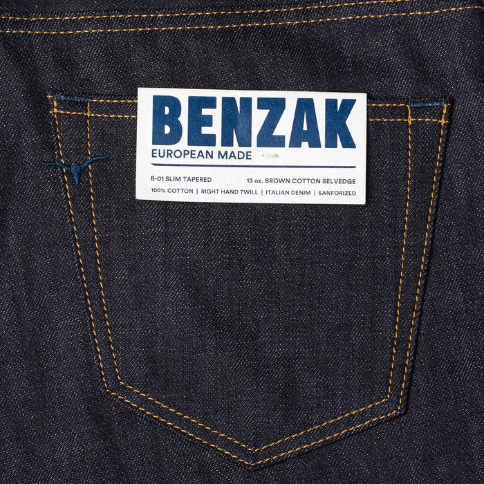 B-01 SLIM TAPERED 13 oz. brown cotton selvedge