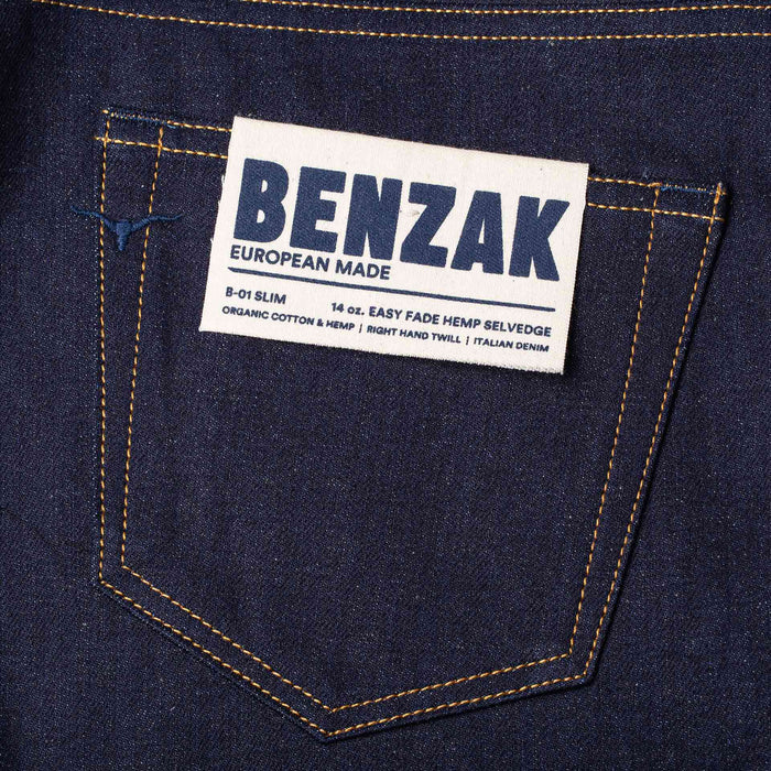 B-01 SLIM TAPERED 14 oz. easy fade hemp selvedge