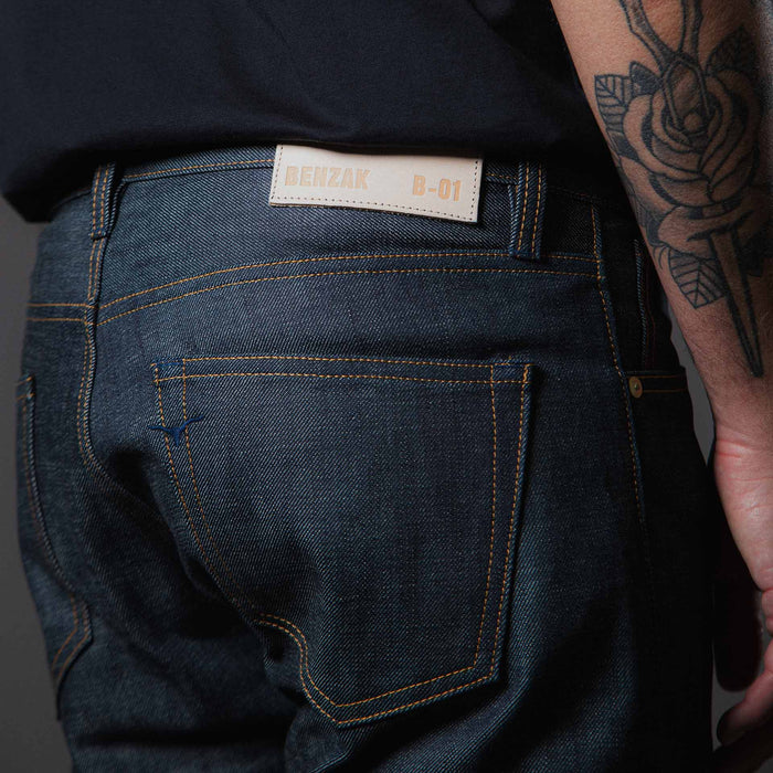 B-01 SLIM TAPERED 14 oz. green cast selvedge