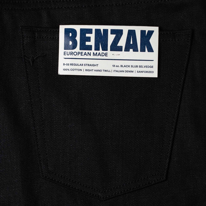 B-02 REGULAR STRAIGHT 13 oz. black slub selvedge