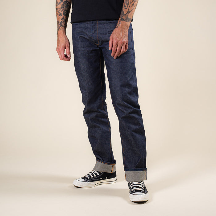B-02 REGULAR STRAIGHT 14 oz. aged indigo selvedge