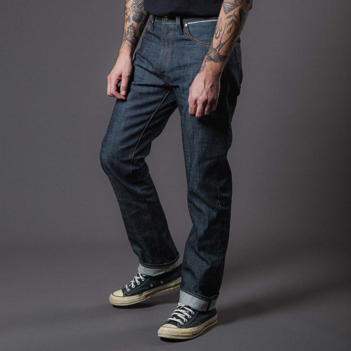 B-02 REGULAR STRAIGHT 14 oz. green cast selvedge