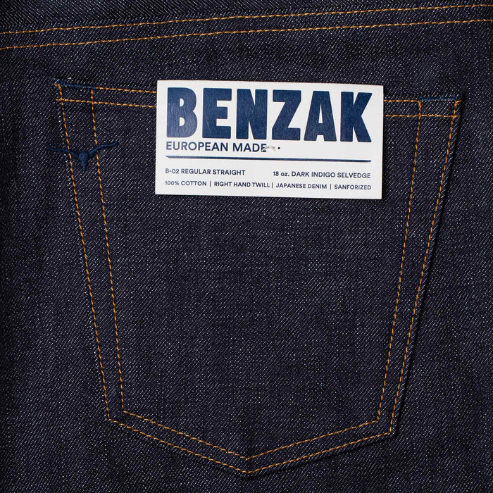 B-02 REGULAR STRAIGHT 18 oz. dark indigo selvedge