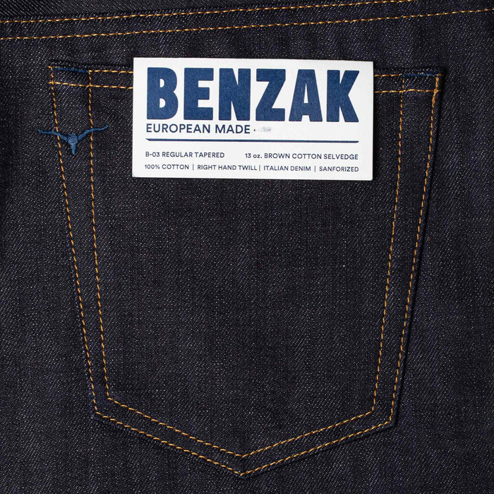 B-03 REGULAR TAPERED 13 oz. brown cotton selvedge
