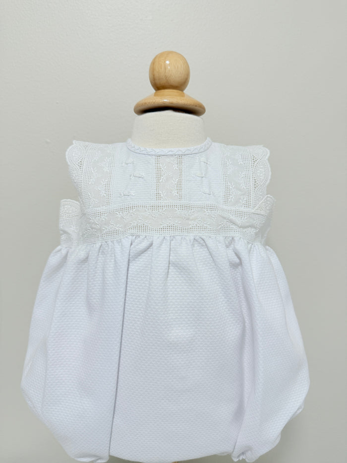 Baby Romper 'Pique' White