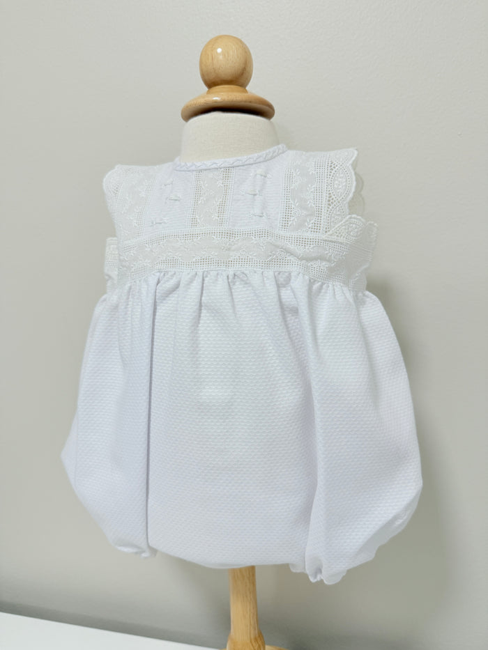 Baby Romper 'Pique' White
