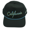 Bad Birdie California Rope Hat in black and blue with adjustable strap, featuring a stylish, casual design perfect for outdoor wear.