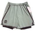 Green and black men's Lululemon Pace Breaker lined shorts with waistband drawstring and logo, size medium, new with tags.