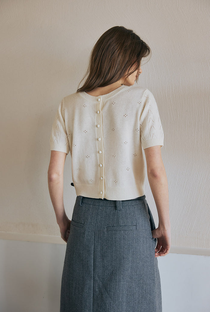 Petite Studio's Basti Reversible Merino Wool Cardigan in Cream